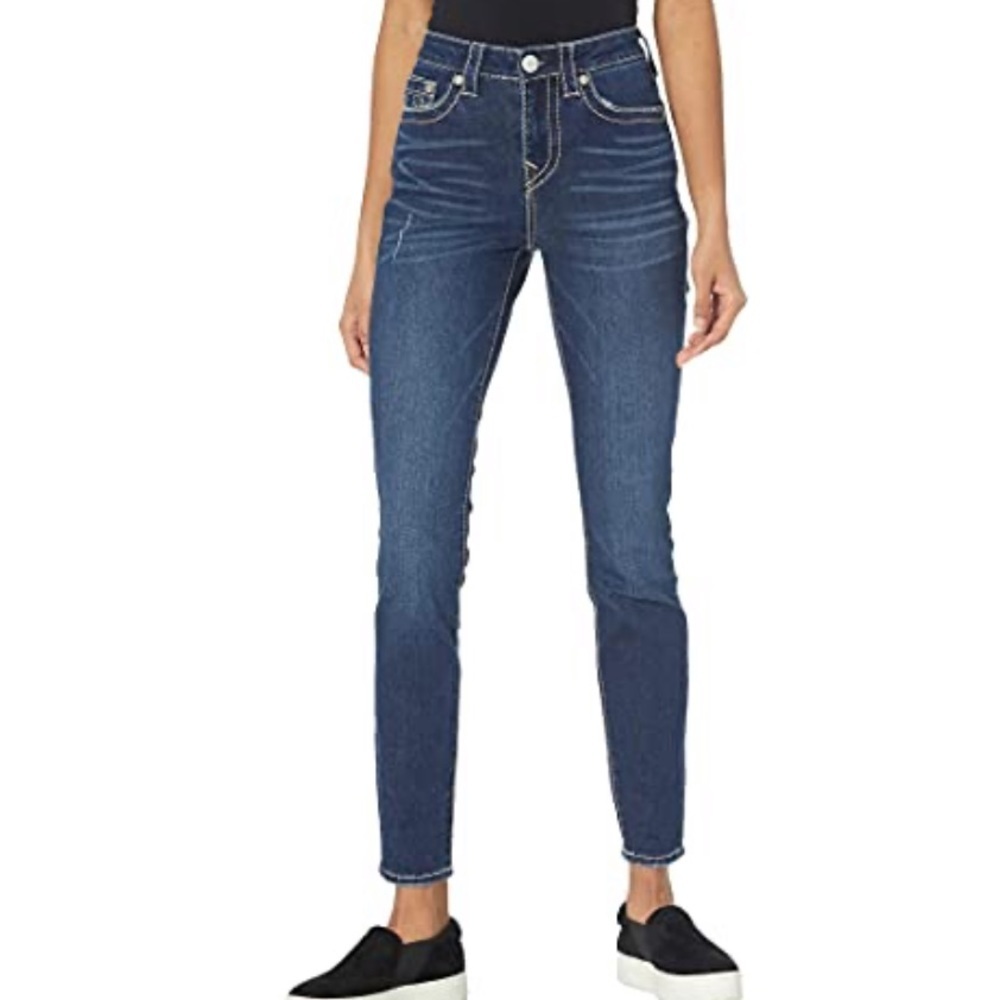 True Religion Women's Halle Big T Mid Rise Super Skinny Fit Jean, Sz 24